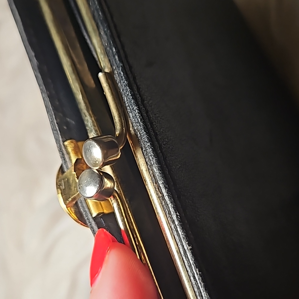 Handmade Italian Calf Leather Wallet | Black & Gold | Florence Italy - Picture 4 of 9